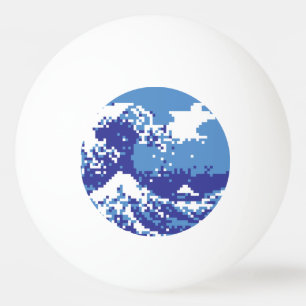 Pixel Tsunami Blue 8 Bit Pixel Art Pingisboll