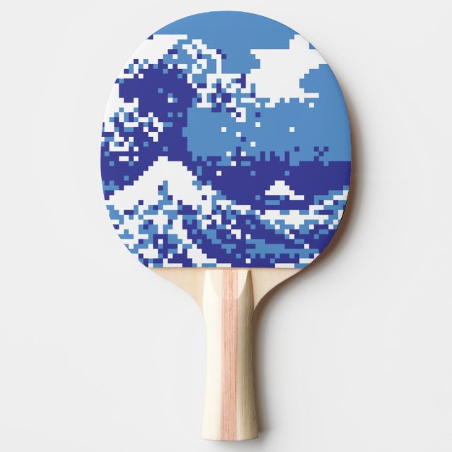 Pixel Tsunami Blue 8 Bit Pixel Art Pingisracket (Framsidan)