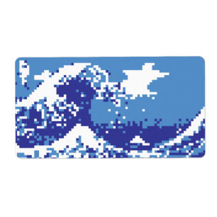 Pixel Tsunami Blue 8-bitars Pixel Art Fraktsedel