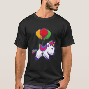 Pixel Unicorn på ballonger T Shirt