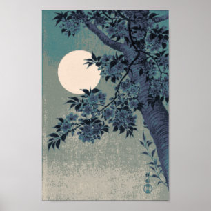 Pixel Vintage Moonlit Cherry Blommars Poster