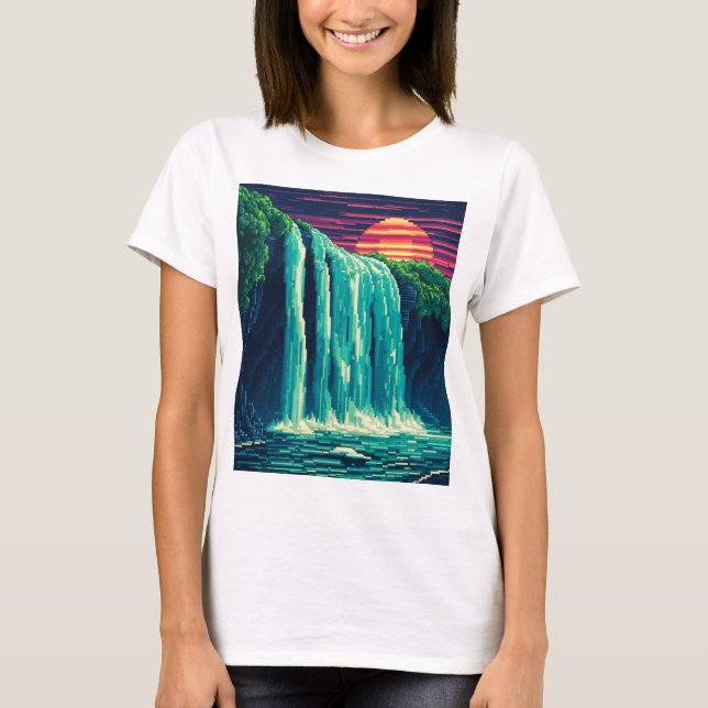 pixel waterfall t shirt (Framsida)