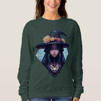 Pixel Witch med Blommigt hat T Shirt