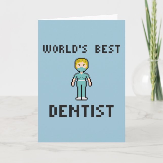 Pixel World's Best Dentist Greeting Card Kort (Framsida)