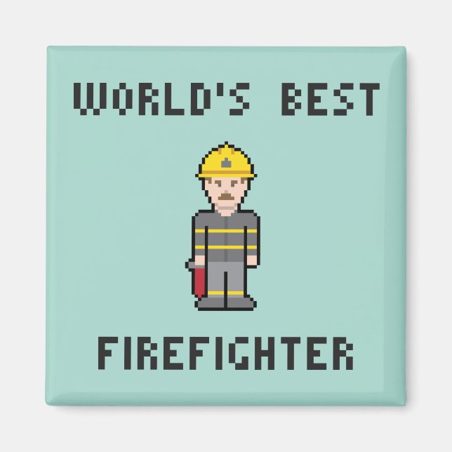 Pixel World's Best Firefighter Magnet (Framsidan)