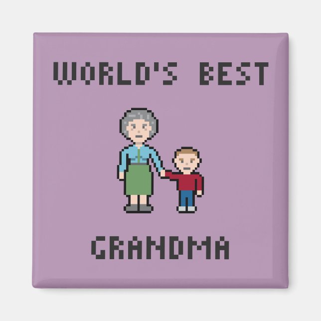 Pixel World's Best Grandma Magnet (Framsidan)
