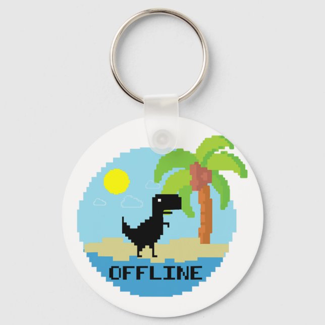 Pixelad dinosaur semester teknikentusiast kodare nyckelring (Framsida)
