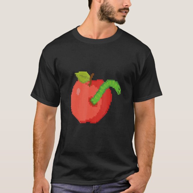 Pixeläpple med Mask insida T Shirt (Framsida)