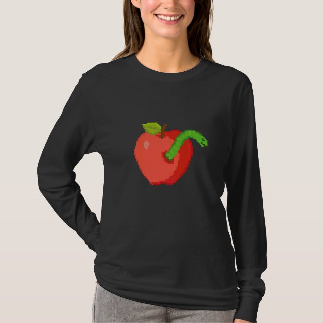 Pixeläpple med mask inuti t shirt (Framsida)