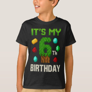 Pixelart nivå 6 födelsedags-gamer barn Pixel Art D T Shirt
