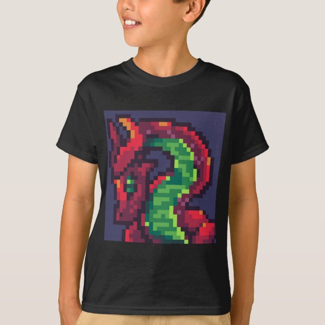Pixelart, Pixel Art, dragon T Shirt (Framsida)