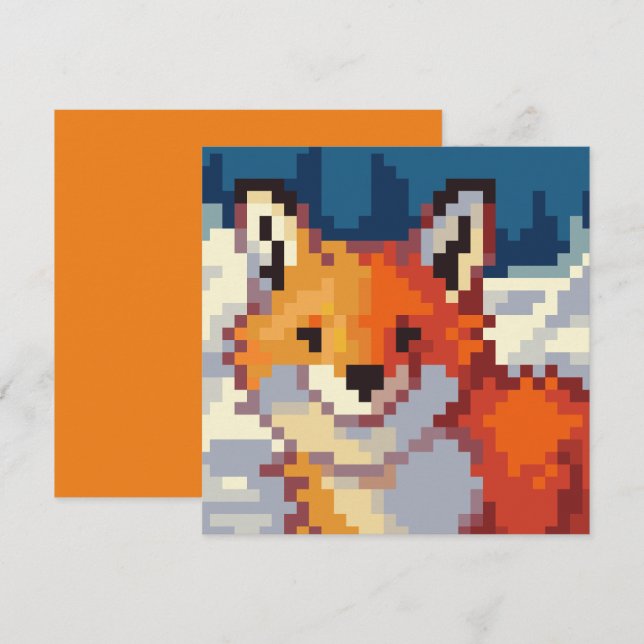Pixelart, vos, Fox, Pixel Art  Julkort (Fram/baksida)