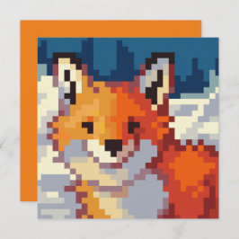 Pixelart, vos, Fox, Pixel Art  Julkort