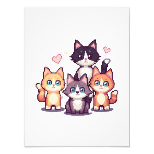 Pixelartade färgglada katter  fototryck