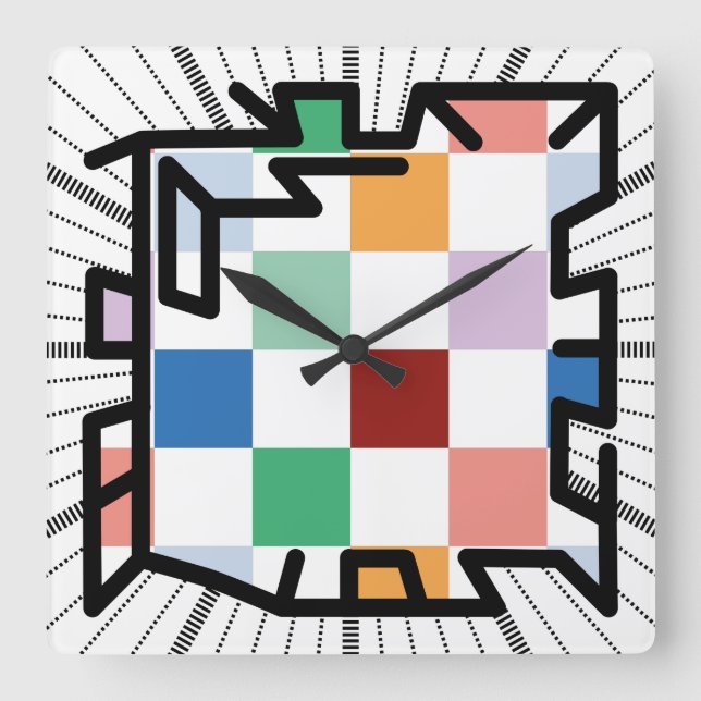 PIXELAT-kedjade tal av Masanser Fyrkantig Klocka (Framsida)