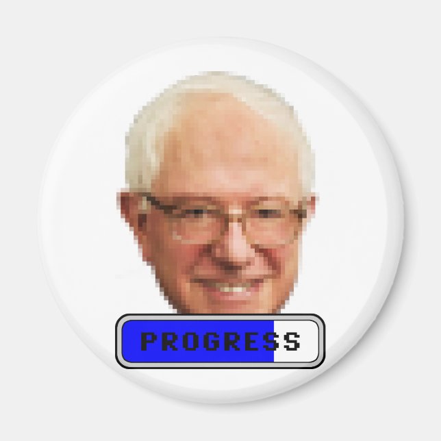 Pixelated Bernie Sanders - PROGRESS Magnet (Framsidan)