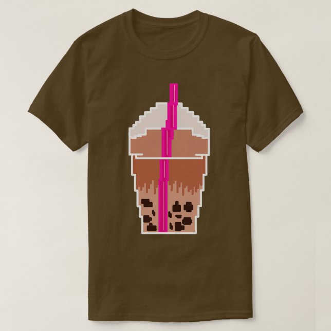 Pixelated Boba Mjölk Tea T Shirt (Design framsida)