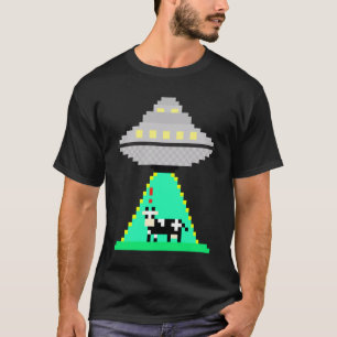 Pixelated Cow Abduction by UFO s AAV Utomjordingar T Shirt