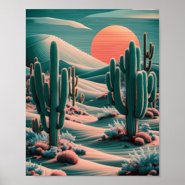 Pixelated Desert Oasis Poster (Framsidan)