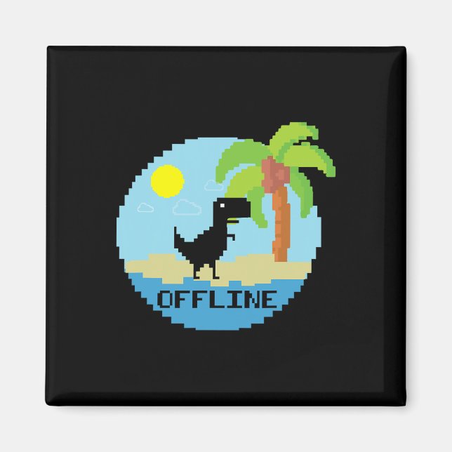 Pixelated Dinosaur Vacation Tech Enthusiasts Coder Magnet (Framsidan)