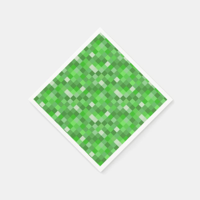Pixelated Gamer Green Building Folded  Pappersservett (Hörn)