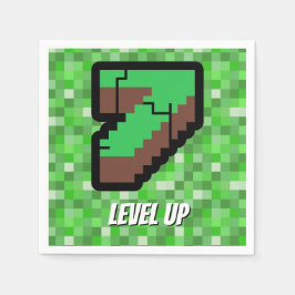Pixelated Gamer Green Building Level Up 7 Pappersservett