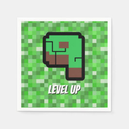 Pixelated Gamer Green Building Level Up 9 Pappersservett