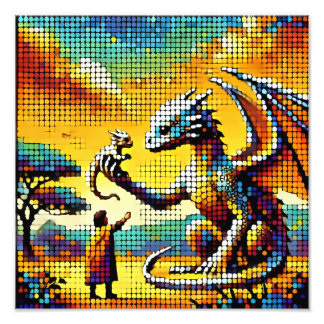 pixelated image of a dragon trainer fototryck