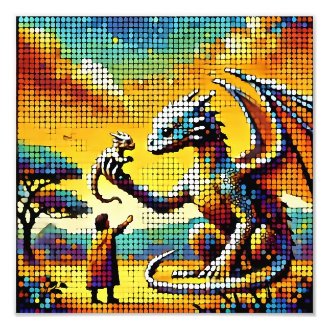 pixelated image of a dragon trainer fototryck (Framsidan)