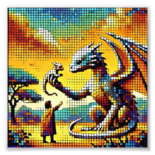 pixelated image of a dragon trainer fototryck (Framsidan)