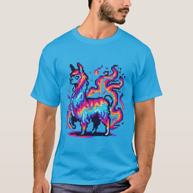 Pixelated Llama Blaze T Shirt (Framsida)