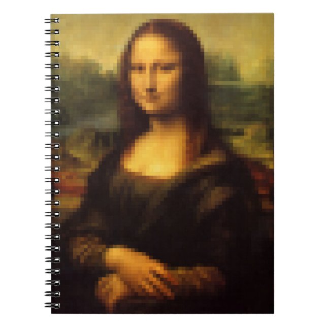 Pixelated Mona Lisa Anteckningsbok Med Spiral (Framsidan)