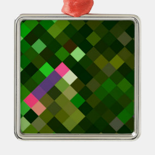 Pixelated Mönster - Grönt Julgransprydnad Metall