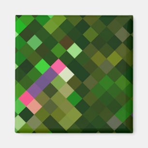 Pixelated Mönster - Grönt Magnet