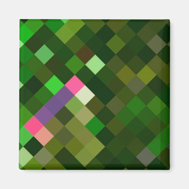 Pixelated Mönster - Grönt Magnet (Framsidan)