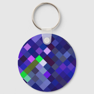 Pixelated Mönster - Indigo Nyckelring