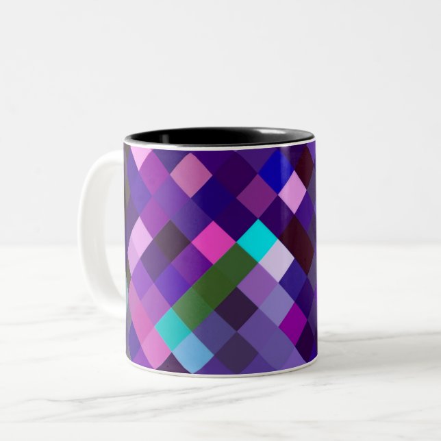 Pixelated Pattern - Purple Två-Tonad Mugg (Framsida vänster)