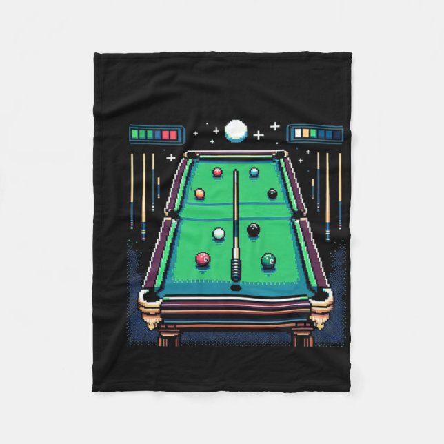 Pixelated Pot 8-bitars Billiards Fleecefilt (Framsidan)