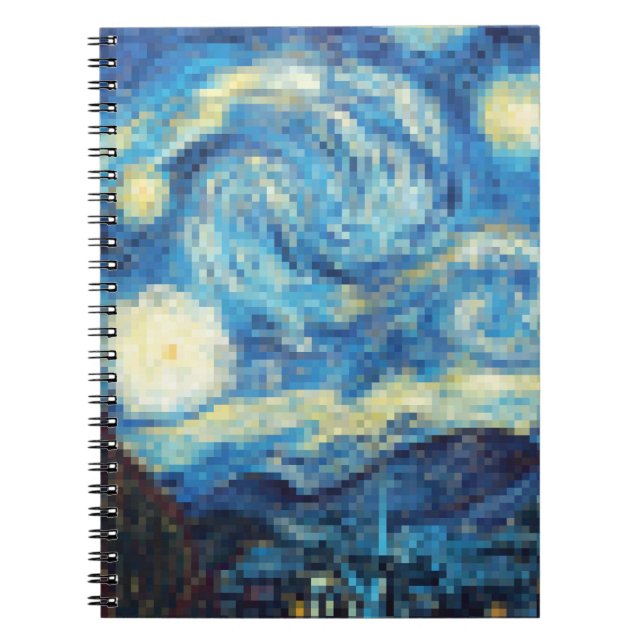 Pixelated Starry Night av Van Gogh Anteckningsbok (Framsidan)