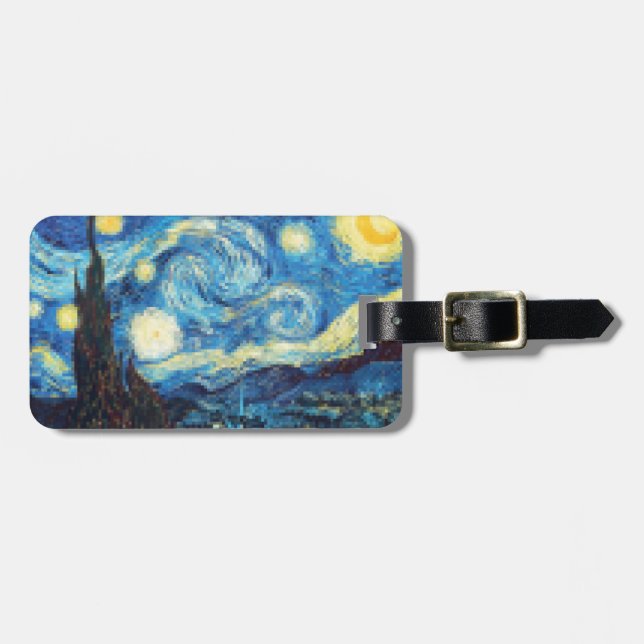 Pixelated Starry Night av Van Gogh Bagagebricka (Horisontell Framsida)