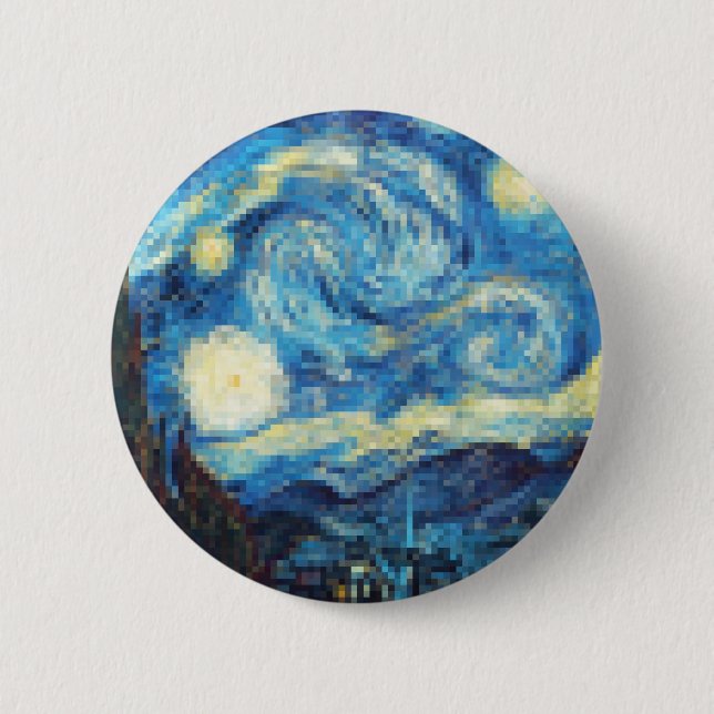 Pixelated Starry Night av Van Gogh Knapp (Framsida)