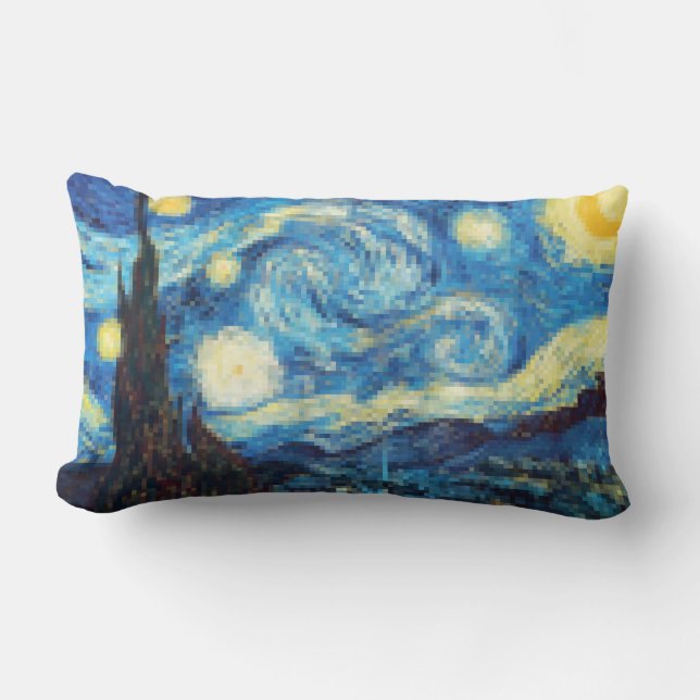 Pixelated Starry Night av Van Gogh Lumbarkudde (Framsida)
