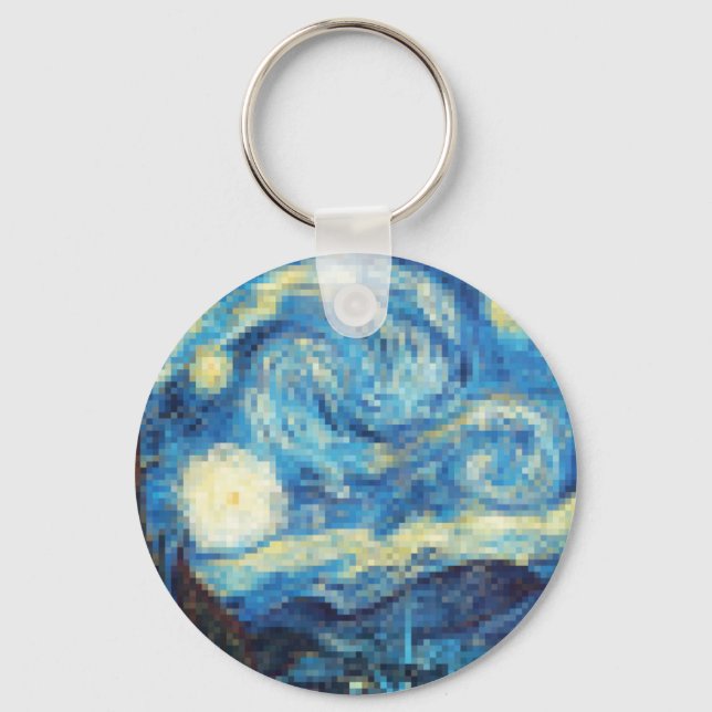 Pixelated Starry Night av Van Gogh Nyckelring (Framsida)