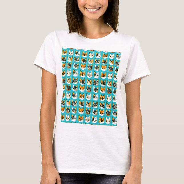 Pixelated Tabby katt Tee (Framsida)