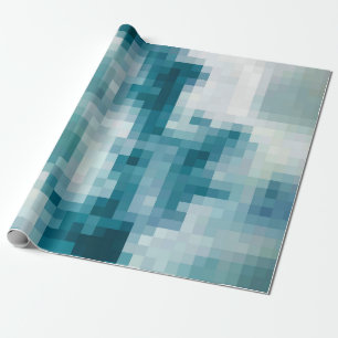 Pixelated Teal Cloud Wrapping Papper Presentpapper