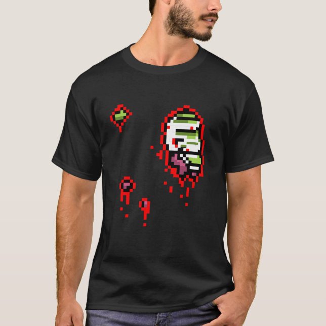 Pixelated Zombie krossad kropp Halloween Costume T Shirt (Framsida)