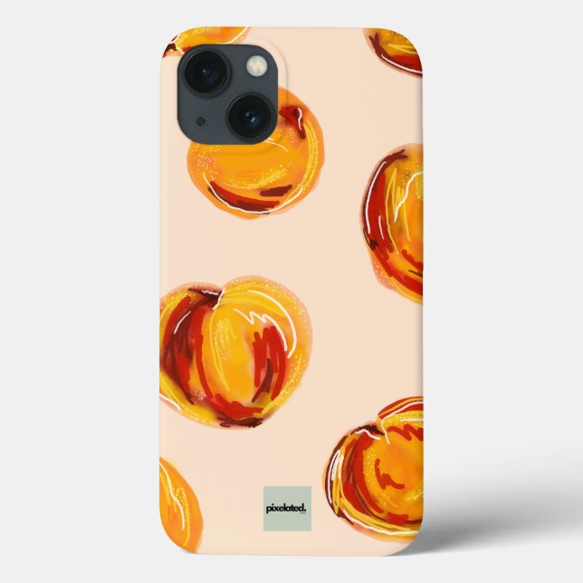 PixelatedDino Peach Mönster iphone case (Baksida)
