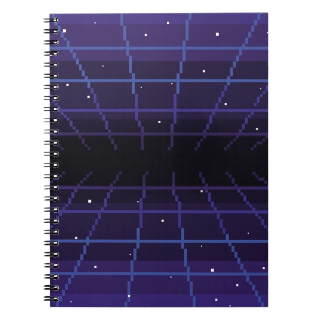 pixelbilder av 80s Retro-sci-Fi-bakgrund. Pixel Anteckningsbok (Framsidan)