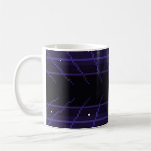 pixelbilder av 80s Retro-sci-Fi-bakgrund. Pixel Kaffemugg