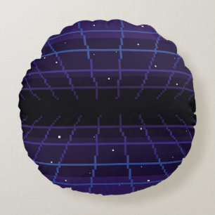 pixelbilder av 80s Retro-sci-Fi-bakgrund. Pixel Rund Kudde